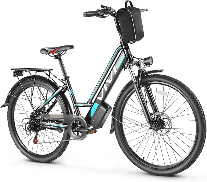 Vivi Electric Bike for Adults, 26" Ebike 500W Electric Bicycle Electric Commuter Cruiser Bike with Removable 48V Lithium Battery, 20MPH Women Ebike, Up to 50 Miles, Cruise Control, 7 Speed